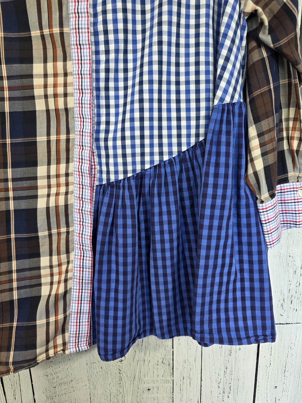 Zara Woman Patchwork Plaid Gingham Ruffle Shirt Size S Artsy Fall Fashion Preppy - Picture 4 of 14